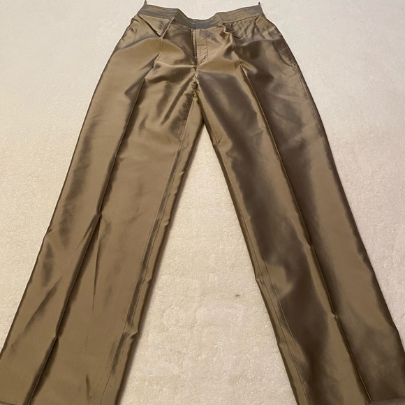 👖👖👖INC from Macy’s 100% Silk Golden Bronze Trousers Size 10 - Picture 2 of 8